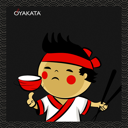Mistrz Oyakata z miseczką i pałeczkami - animacja