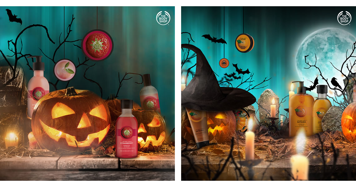 Kosmetyki The Body Shop w dekoracji Halloween